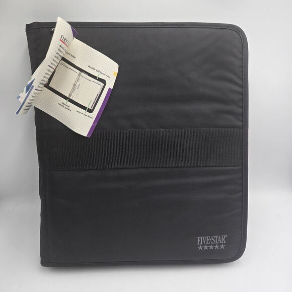Five Star Professional Zipper Planner Binder Black Vintage 1998 Inserts Mead NEW